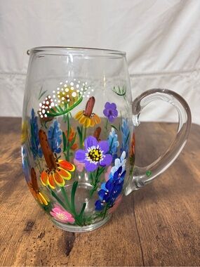 Royal Danube Hand-Painted Floral Crystal Pitcher - Colorful Wildflowers